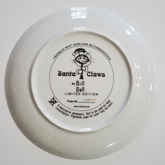 Santa Claws Bill Bell limited edition collectible Christmas cat porcelain plate - Picture 2 of 11